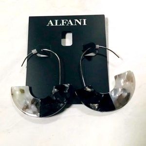 Alfani Drop Earrings - Half Circle - Marbled - White Gray Black NWT